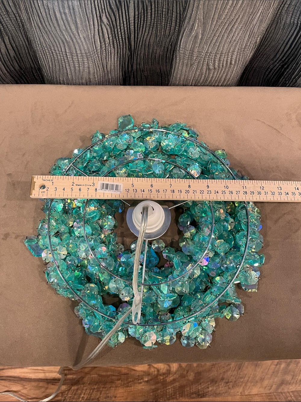 Source Unknown Turquoise 2 Tier Beaded Crystal Chandelier Hanging Light - Picture 10 of 11